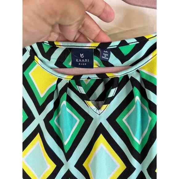 Kaari Blue Geometric Green Women's Dress Size Medium - Picture 2 of 4